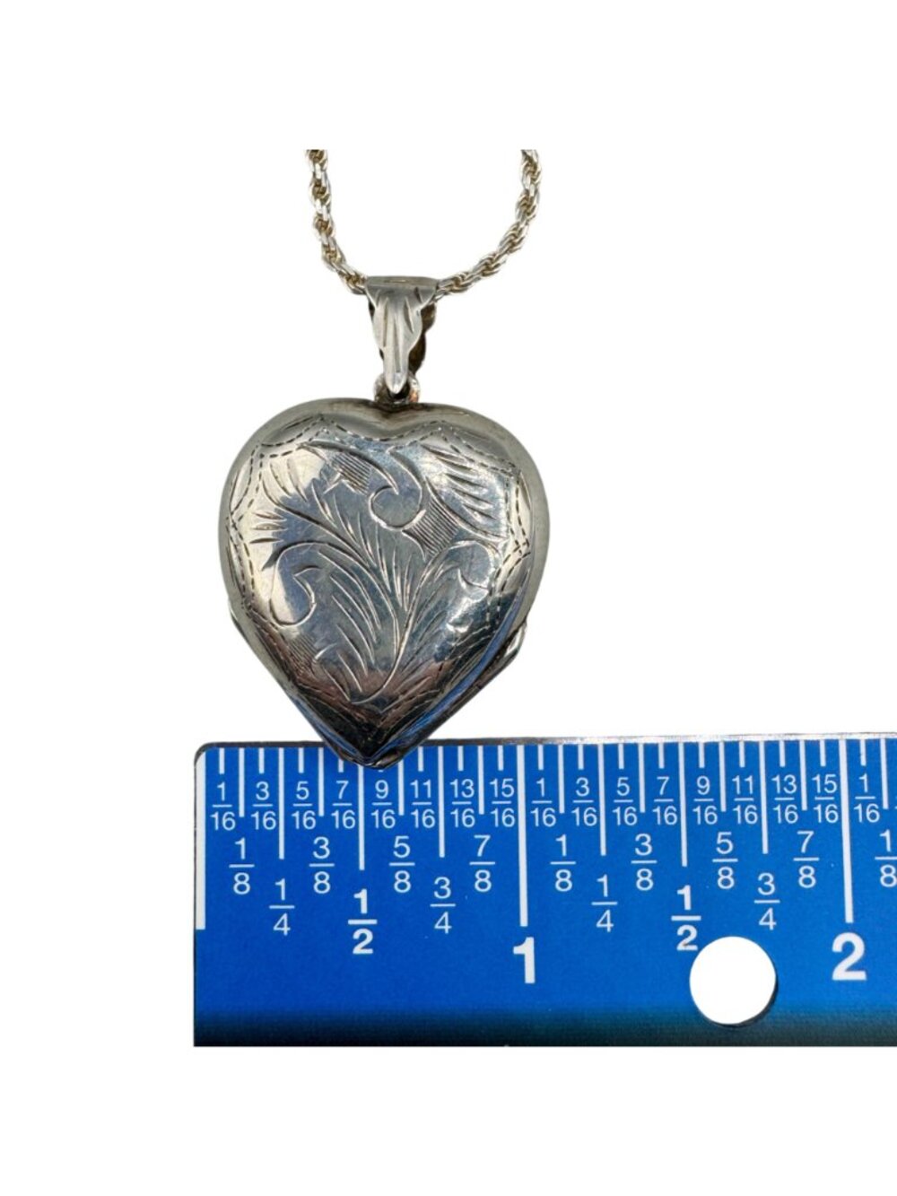 Sterling Silver Quad Heart Locket Engraved Multi Photo 18" Rope Chain 20g - Picture 8 of 9
